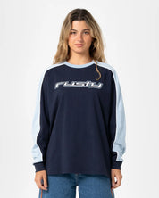 RUSTY FINE LINE OVERSIZED LONG SLEEVE TEE – NAVY BLUE