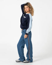 RUSTY FINE LINE OVERSIZED LONG SLEEVE TEE – NAVY BLUE