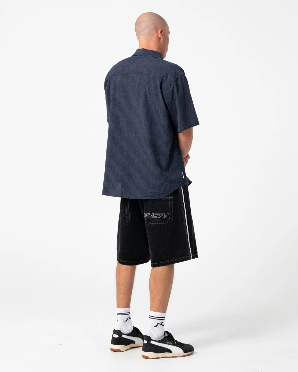 RUSTY FLIP DADDY 2.0 22" BAGGY JORT – MENS DENIM SURF STREET SHORT BLACK OUT