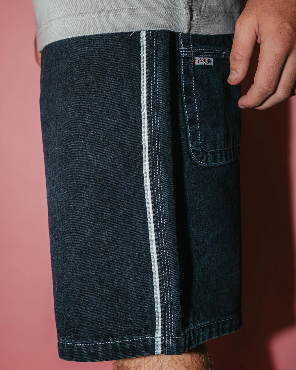 RUSTY FLIP DADDY 2.0 22" BAGGY JORT – MENS DENIM SURF STREET SHORT BLACK OUT