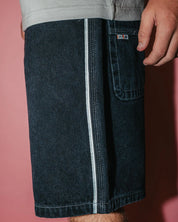 RUSTY FLIP DADDY 2.0 22" BAGGY JORT – MENS DENIM SURF STREET SHORT BLACK OUT