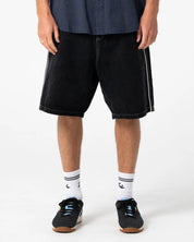 RUSTY FLIP DADDY 2.0 22" BAGGY JORT – MENS DENIM SURF STREET SHORT BLACK OUT