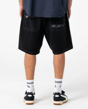 RUSTY FLIP DADDY 2.0 22" BAGGY JORT – MENS DENIM SURF STREET SHORT BLACK OUT