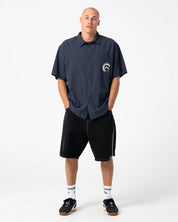 RUSTY FLIP DADDY 2.0 22" BAGGY JORT – MENS DENIM SURF STREET SHORT BLACK OUT