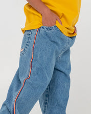 RUSTY FLIP DADDY 2.0 BAGGY JEAN BOYS KIDS DENIM STREETWEAR MID BLUE 6-14