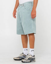 RUSTY FLIP DADDY 22" BAGGY CORD SHORT – MENS RETRO SURF STREET SHORT SMOKE BLUE