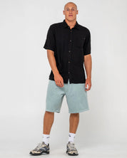 RUSTY FLIP DADDY 2.0 22" BAGGY JORT – MENS DENIM SURF STREET SHORT BLACK OUT