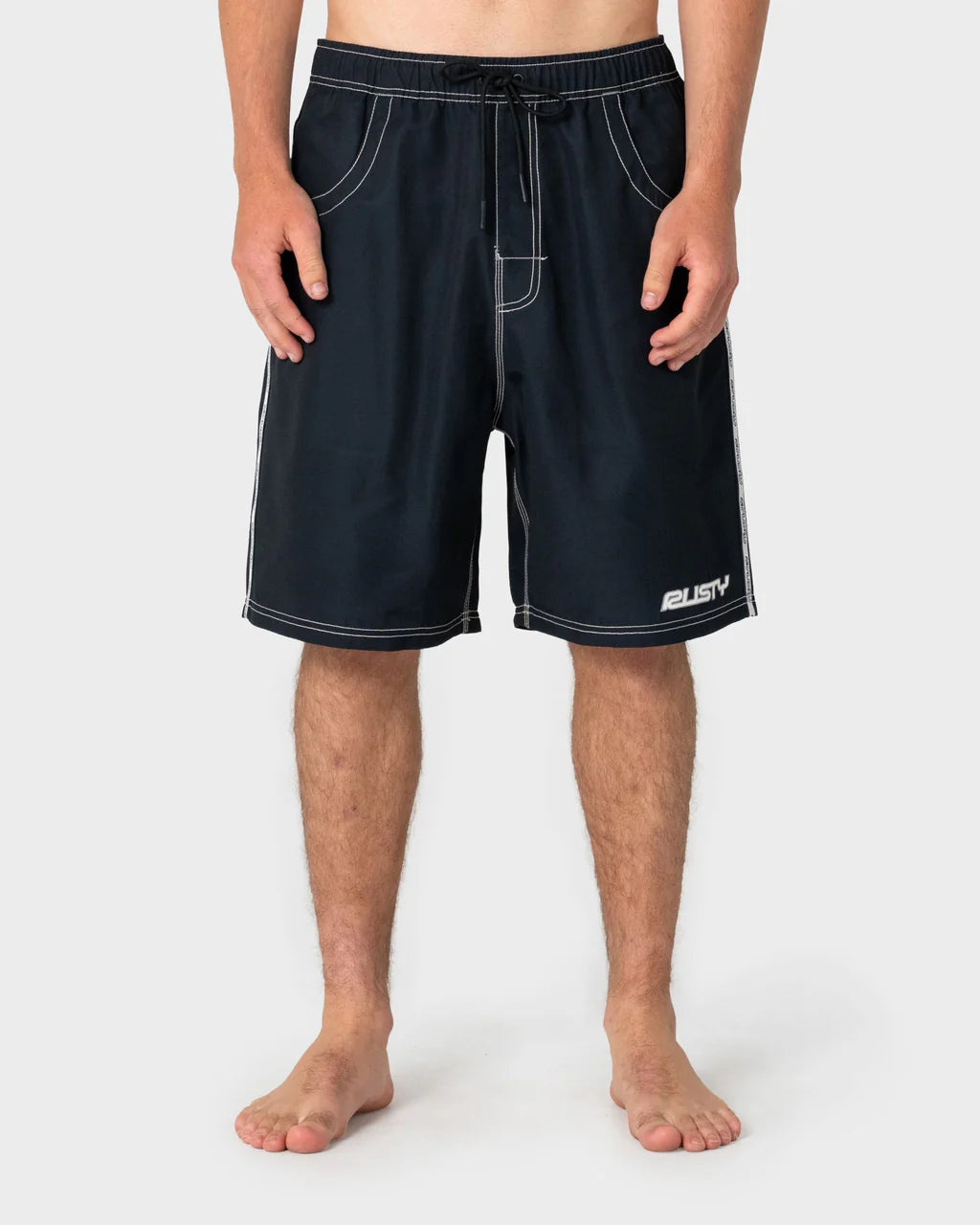 RUSTY FLIP DADDY 22" ELASTIC WAIST BOARDSHORT – BLACK