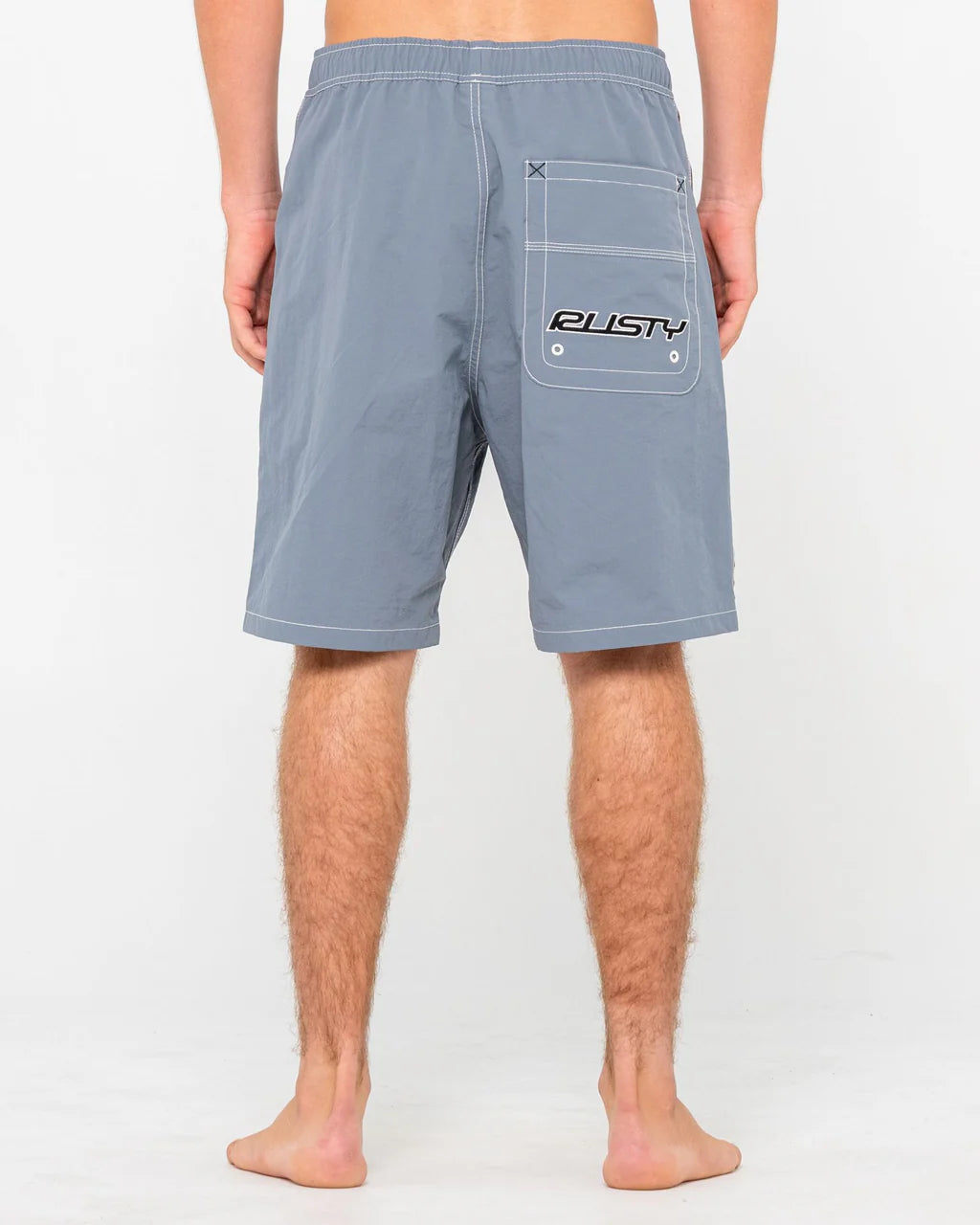 RUSTY FLIP DADDY 22" ELASTIC WAIST BOARDSHORT – MENS SURF STRETCH SHORT CHINA BLUE