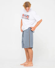 RUSTY FLIP DADDY 22" ELASTIC WAIST BOARDSHORT – MENS SURF STRETCH SHORT CHINA BLUE
