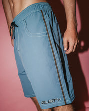 RUSTY FLIP DADDY 22" ELASTIC WAIST BOARDSHORT – MENS SURF STRETCH SHORT CHINA BLUE