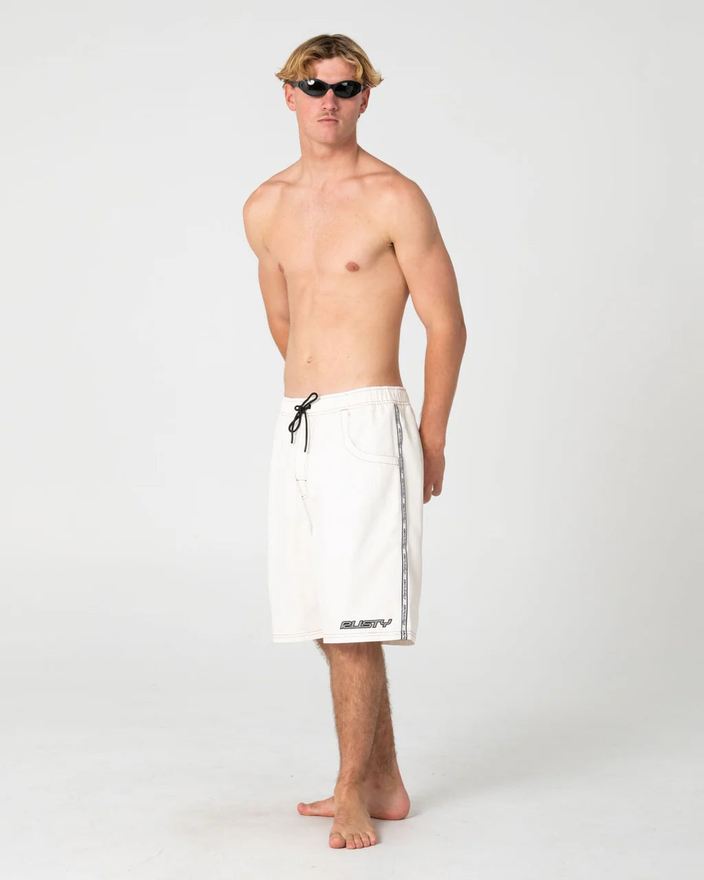 RUSTY FLIP DADDY 22" ELASTIC WAIST BOARDSHORT – CREAM