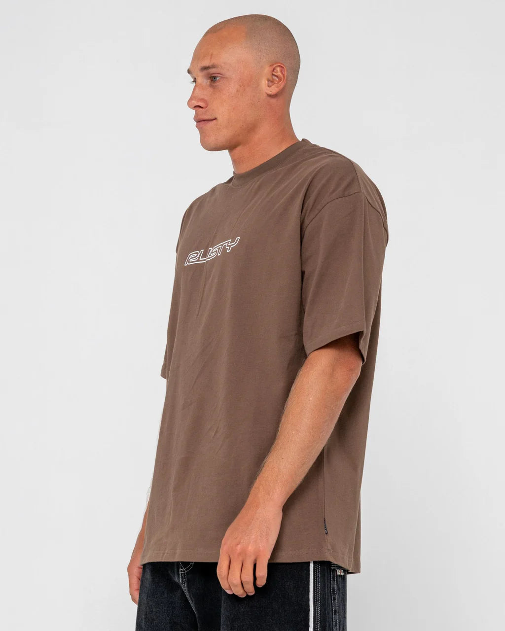 RUSTY FLIP DADDY GRAPHIC TEE – MENS COTTON SURF STREET LOGO T-SHIRT WHITE