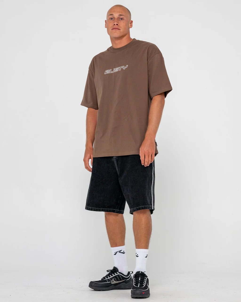 RUSTY FLIP DADDY GRAPHIC TEE – MENS COTTON SURF STREET LOGO T-SHIRT WHITE