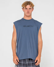 RUSTY FLIP DADDY MUSCLE – MENS SLEEVELESS COTTON SURF STREET TANK CHINA BLUE
