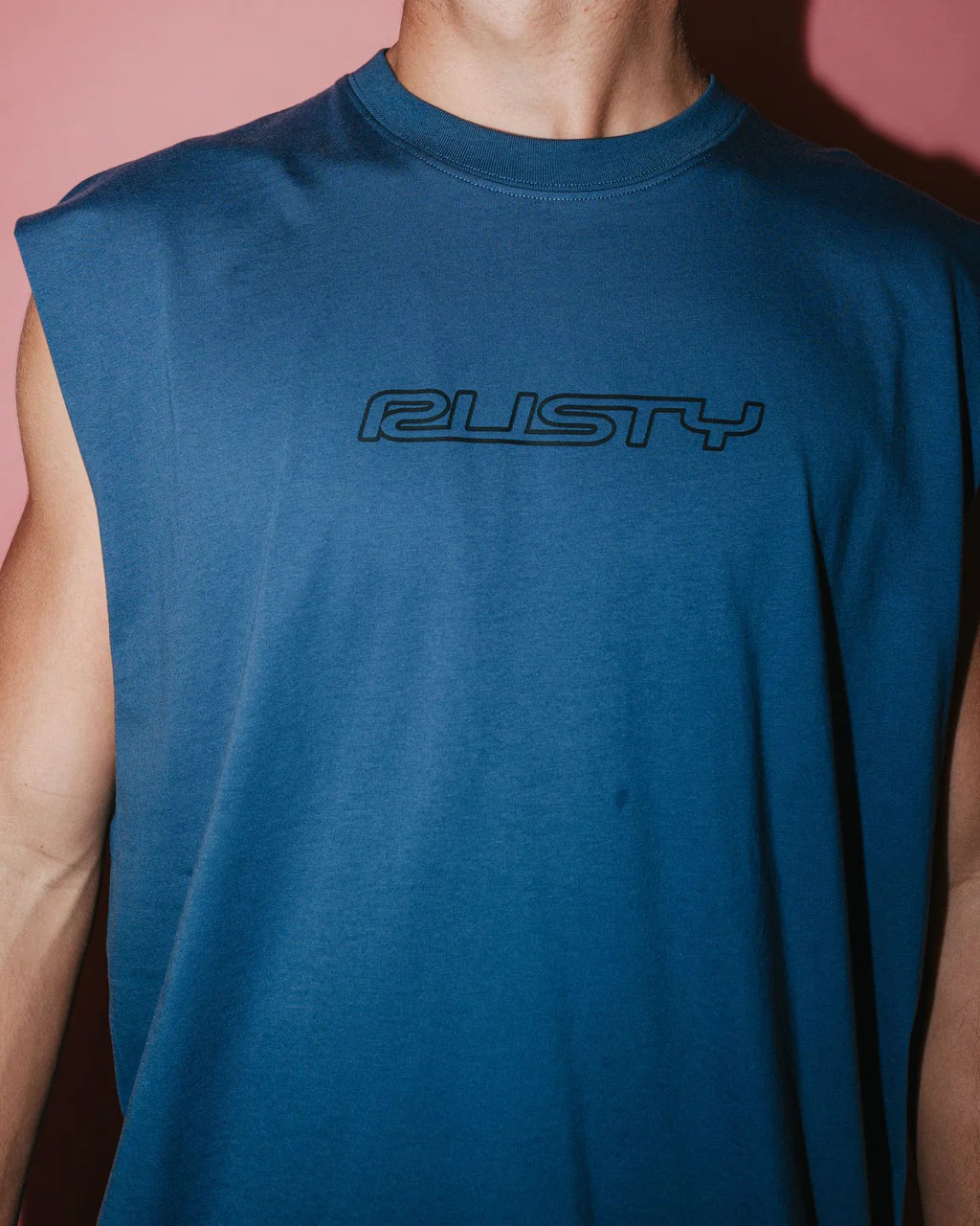 RUSTY FLIP DADDY MUSCLE – MENS SLEEVELESS COTTON SURF STREET TANK CHINA BLUE