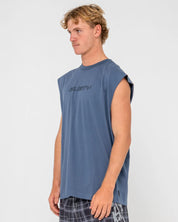 RUSTY FLIP DADDY MUSCLE – MENS SLEEVELESS COTTON SURF STREET TANK CHINA BLUE