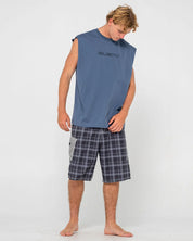 RUSTY FLIP DADDY MUSCLE – MENS SLEEVELESS COTTON SURF STREET TANK CHINA BLUE