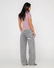 RUSTY FLIP MOMMY LOW RISE BAGGY JEAN WOMENS STREETWEAR DENIM LONDON SUMMER BABY PINK