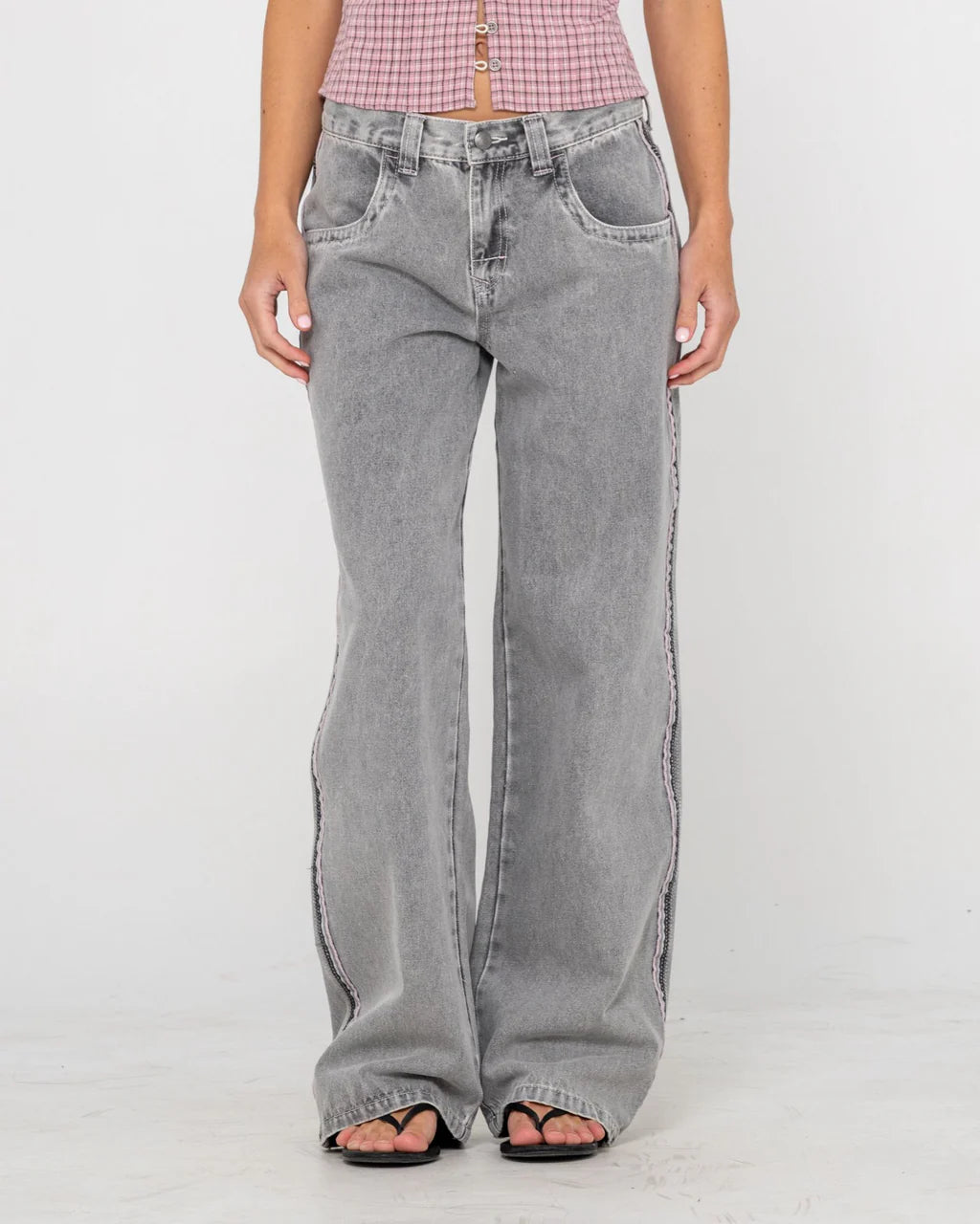 RUSTY FLIP MOMMY LOW RISE BAGGY JEAN WOMENS STREETWEAR DENIM LONDON SUMMER BABY PINK