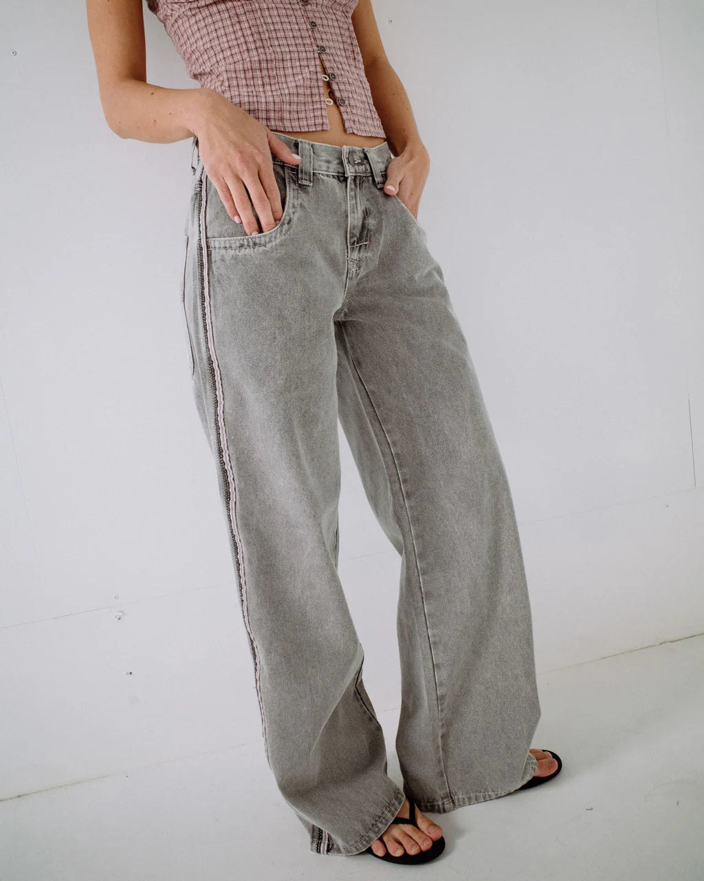 RUSTY FLIP MOMMY LOW RISE BAGGY JEAN WOMENS STREETWEAR DENIM LONDON SUMMER BABY PINK