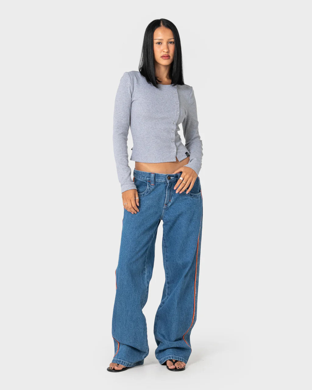 RUSTY FLIP MOMMY LOW RISE BAGGY JEAN – MIDDY BLUE / ORANGE
