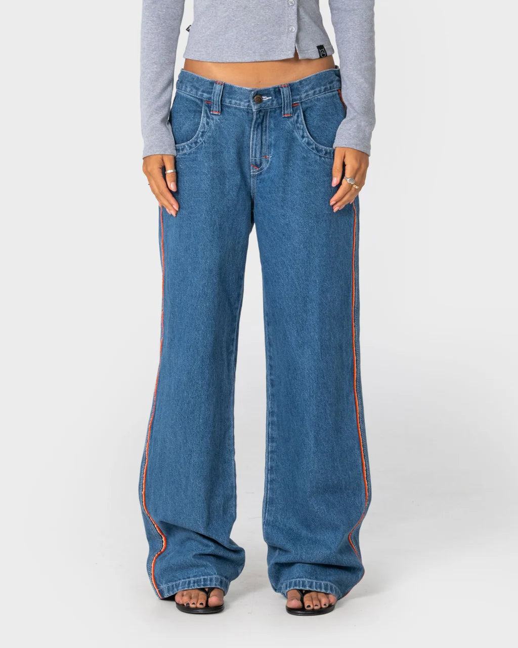 RUSTY FLIP MOMMY LOW RISE BAGGY JEAN – MIDDY BLUE / ORANGE