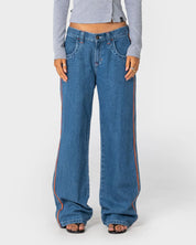 RUSTY FLIP MOMMY LOW RISE BAGGY JEAN – MIDDY BLUE / ORANGE