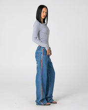 RUSTY FLIP MOMMY LOW RISE BAGGY JEAN – MIDDY BLUE / ORANGE