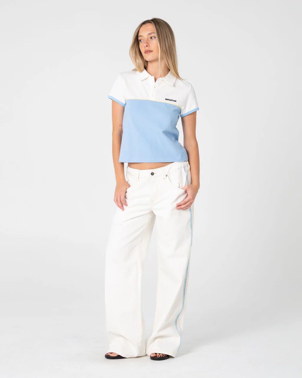 RUSTY FLIP MOMMY LOW RISE BAGGY JEAN – SNOWY WHITE / BLUE