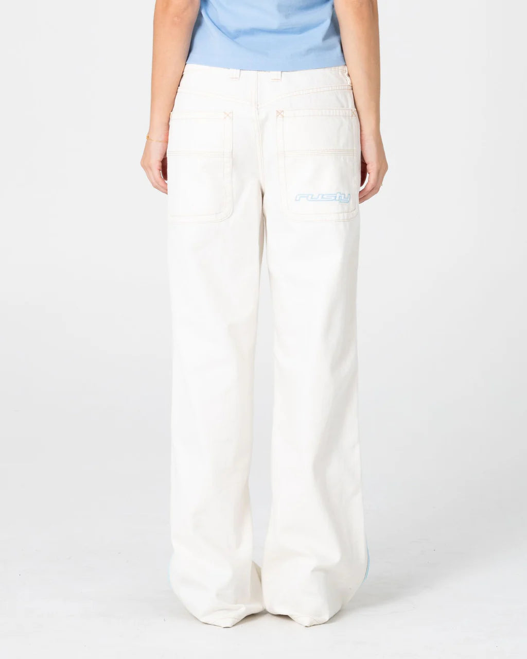 RUSTY FLIP MOMMY LOW RISE BAGGY JEAN – SNOWY WHITE / BLUE