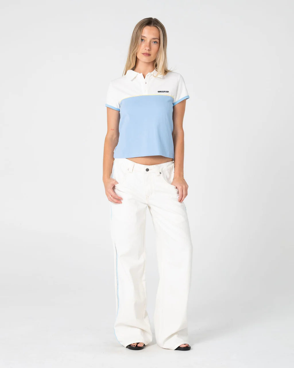 RUSTY FLIP MOMMY LOW RISE BAGGY JEAN – SNOWY WHITE / BLUE