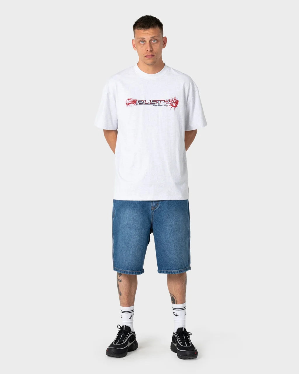 RUSTY FOUR BY FOUR GRAPHIC TEE – ECRU MARLE