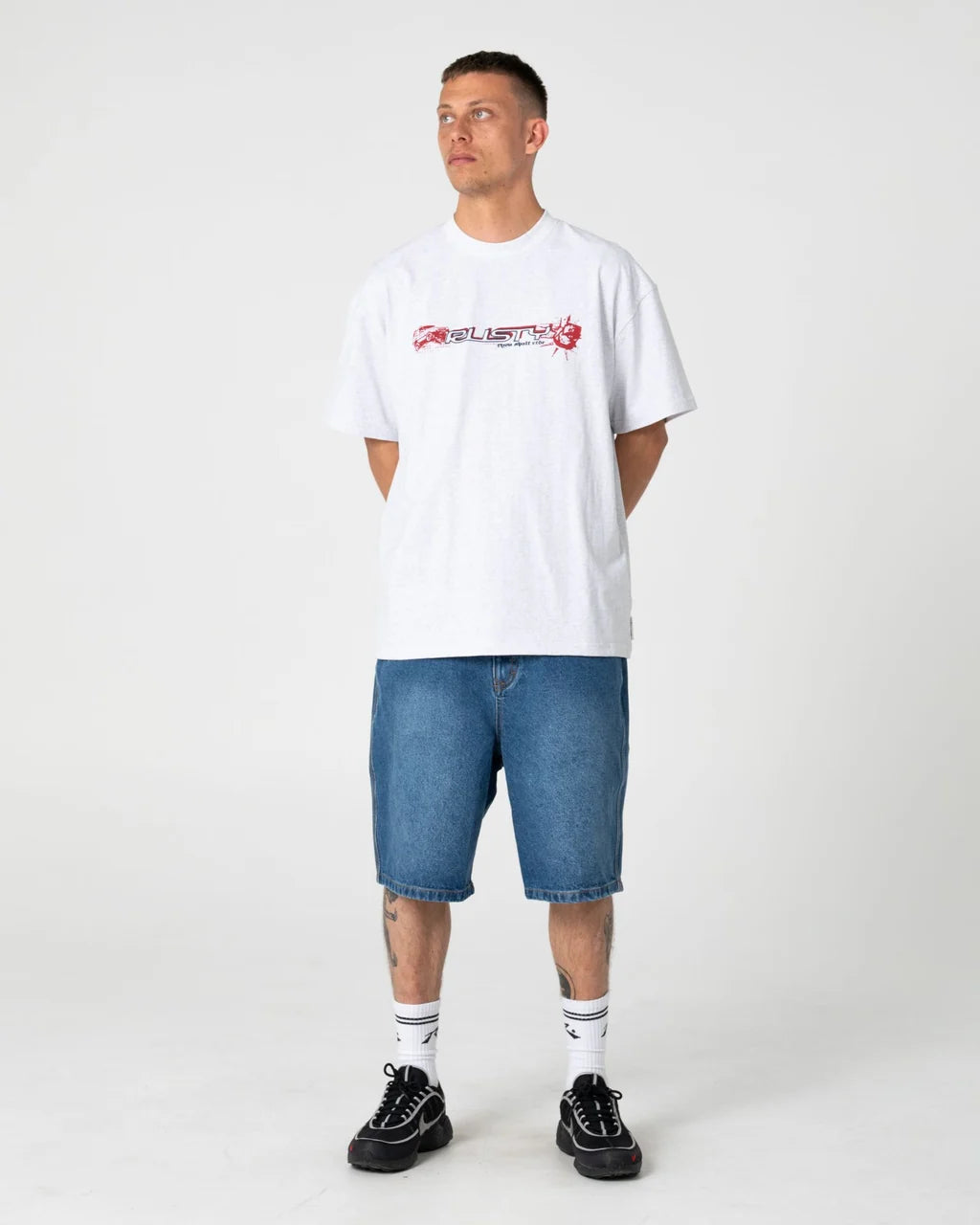 RUSTY FOUR BY FOUR GRAPHIC TEE – ECRU MARLE