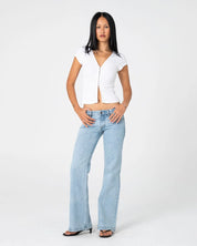 RUSTY FREIDA FLARE LOW RISE JEANS – TRUE BLUE