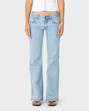 RUSTY FREIDA FLARE LOW RISE JEANS – TRUE BLUE