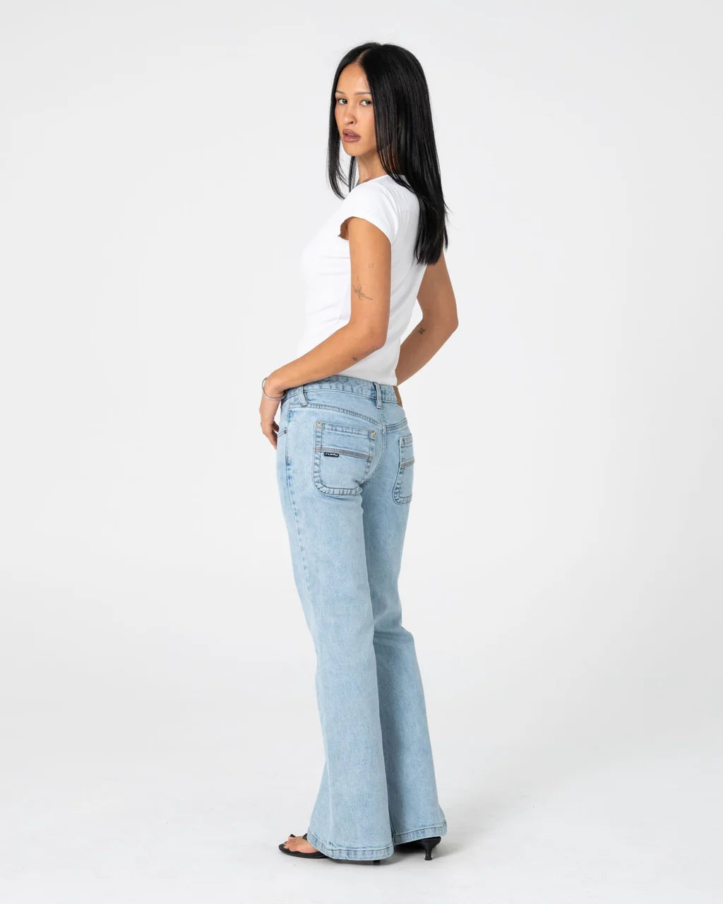 RUSTY FREIDA FLARE LOW RISE JEANS – TRUE BLUE