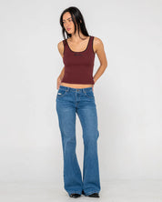 RUSTY FREIDA FLARE LOW RISE JEANS WOMENS DENIM FLARE PANTS