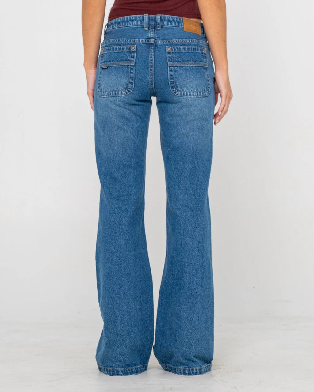 RUSTY FREIDA FLARE LOW RISE JEANS WOMENS DENIM FLARE PANTS