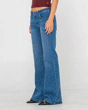 RUSTY FREIDA FLARE LOW RISE JEANS WOMENS DENIM FLARE PANTS
