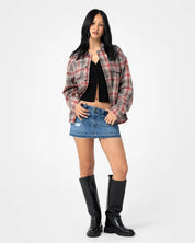RUSTY GHOSTED OVERSIZED SHIRT – RUST / GREY