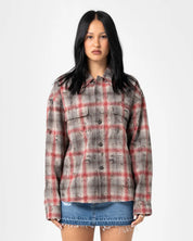 RUSTY GHOSTED OVERSIZED SHIRT – RUST / GREY