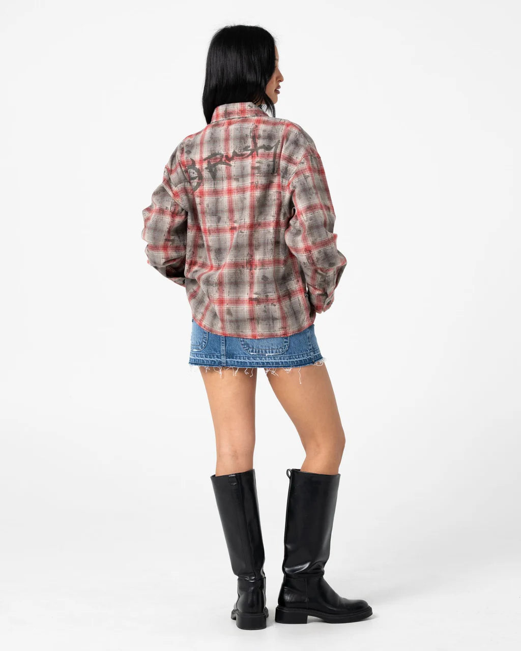 RUSTY GHOSTED OVERSIZED SHIRT – RUST / GREY