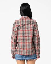 RUSTY GHOSTED OVERSIZED SHIRT – RUST / GREY