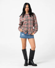RUSTY GHOSTED OVERSIZED SHIRT – RUST / GREY