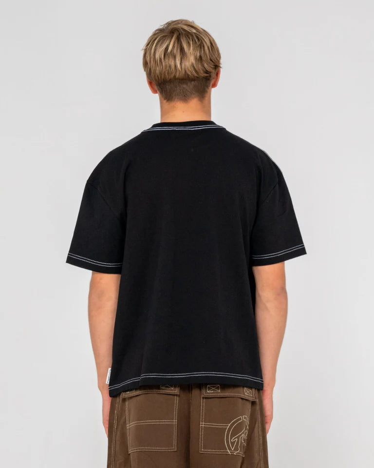 RUSTY GRAF-R GRAPHIC CROPPED TEE MENS BOXY STREETWEAR TOP – BLACK