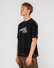 RUSTY GRAF-R GRAPHIC CROPPED TEE MENS BOXY STREETWEAR TOP – BLACK