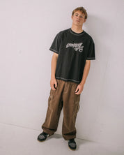 RUSTY GRAF-R GRAPHIC CROPPED TEE MENS BOXY STREETWEAR TOP – BLACK