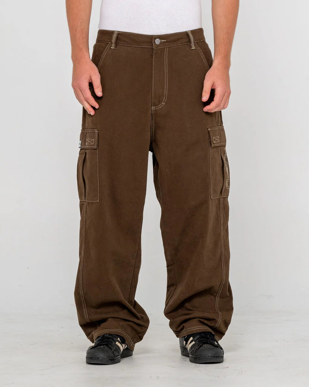 RUSTY GRIZZLY BAGGY CARGO PANT MENS UTILITY PANTS PINECONE