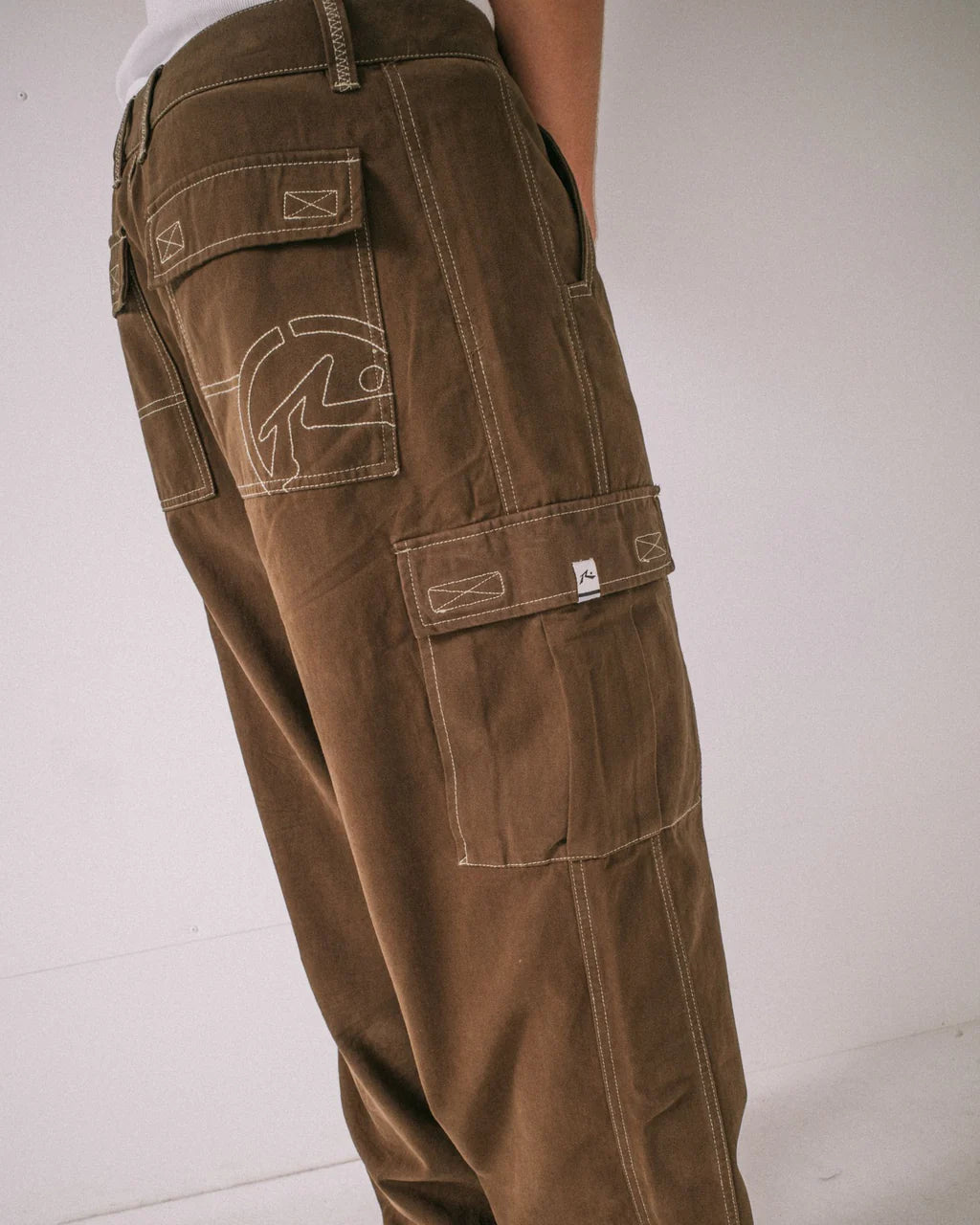 RUSTY GRIZZLY BAGGY CARGO PANT MENS UTILITY PANTS PINECONE